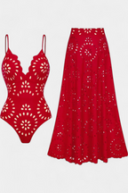 Ahria Conjunto con Falda y Detalle Floral Calado