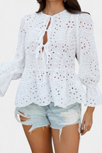 Kayden Blusa Bohemia de Encaje con Corte Fluido