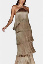 Saidey Vestido con Flecos y Espalda Descubierta