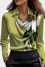 Dilnaz Blusa Satinada con Escote en Cascada