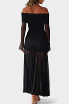Cornella Vestido Maxi Strapless con Fruncidos Esculturales