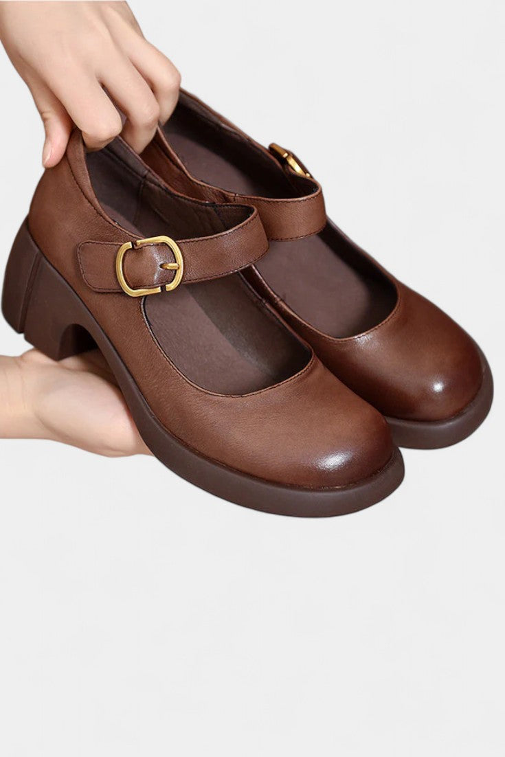 Agnes Zapatos Mary Janes de Cuero