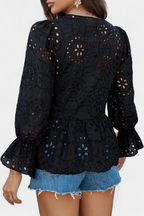 Kayden Blusa Bohemia de Encaje con Corte Fluido