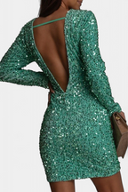 Adèle Vestido Largo de Fiesta con Espalda Descubierta y Brillo Invernal