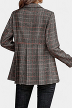 Calico Chaqueta Peplum a Cuadros con Solapa de Muesca