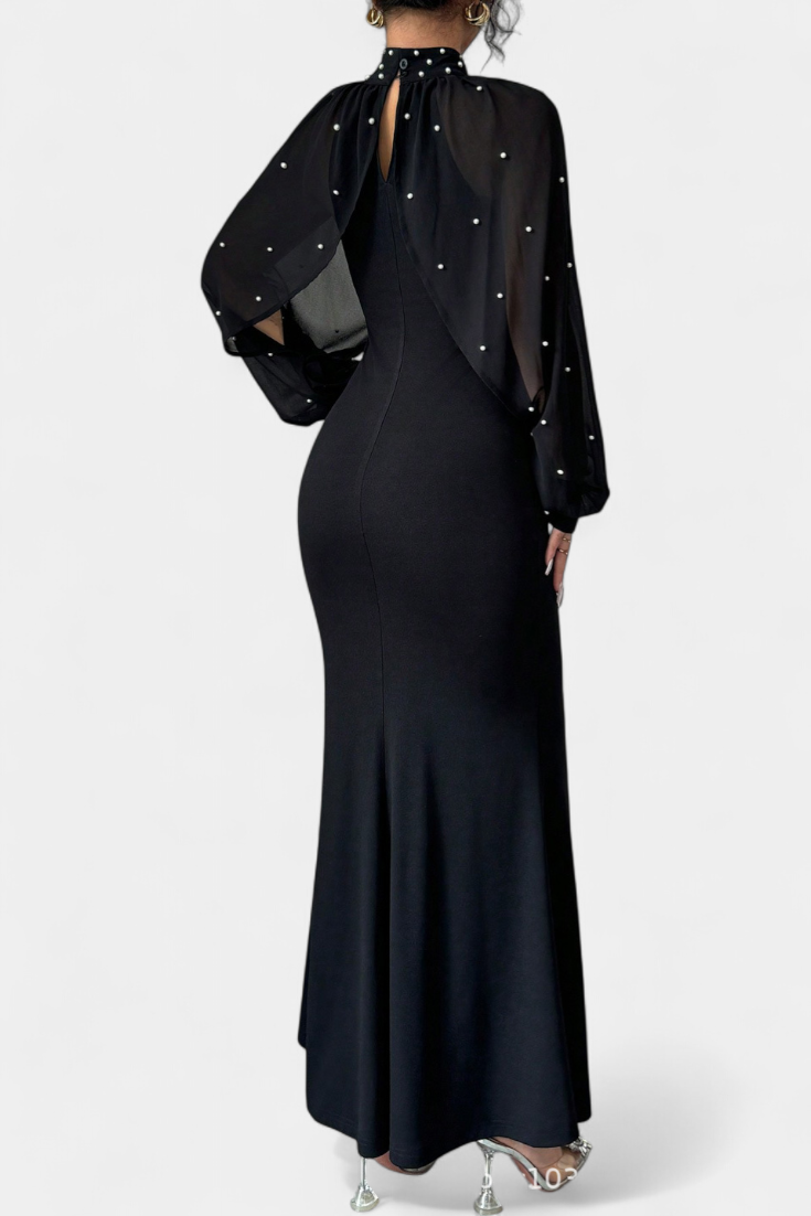 Atenea Vestido Halter de Malla con Mostacillas