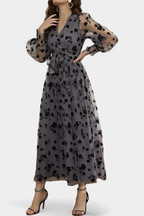Iolanda Vestido Maxi de Encaje Floral con Mangas de Linterna