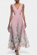 Sauline Vestido Maxi Floral Sin Mangas con Escote en V