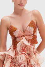 Juliette Vestido con Volantes y Escote Joya