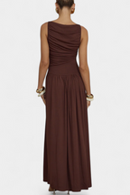 Maddy Vestido Maxi sin Mangas con Drapeado Lateral