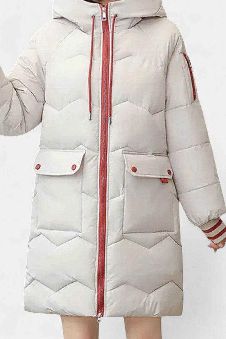 Belle Abrigo de Invierno con Cremallera y Capucha