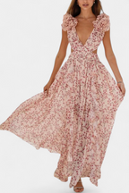 Zuleika Vestido de Chifón con Volantes y Aberturas Laterales