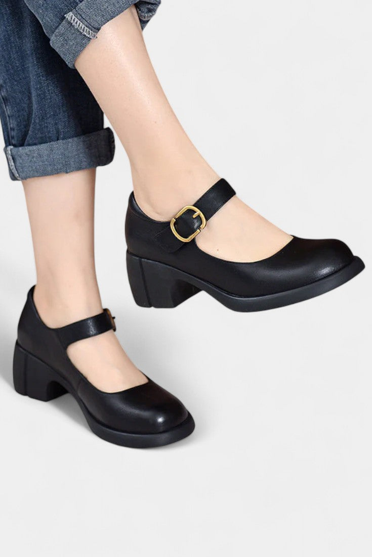 Agnes Zapatos Mary Janes de Cuero