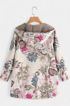April Abrigo Floral de Invierno con Capucha