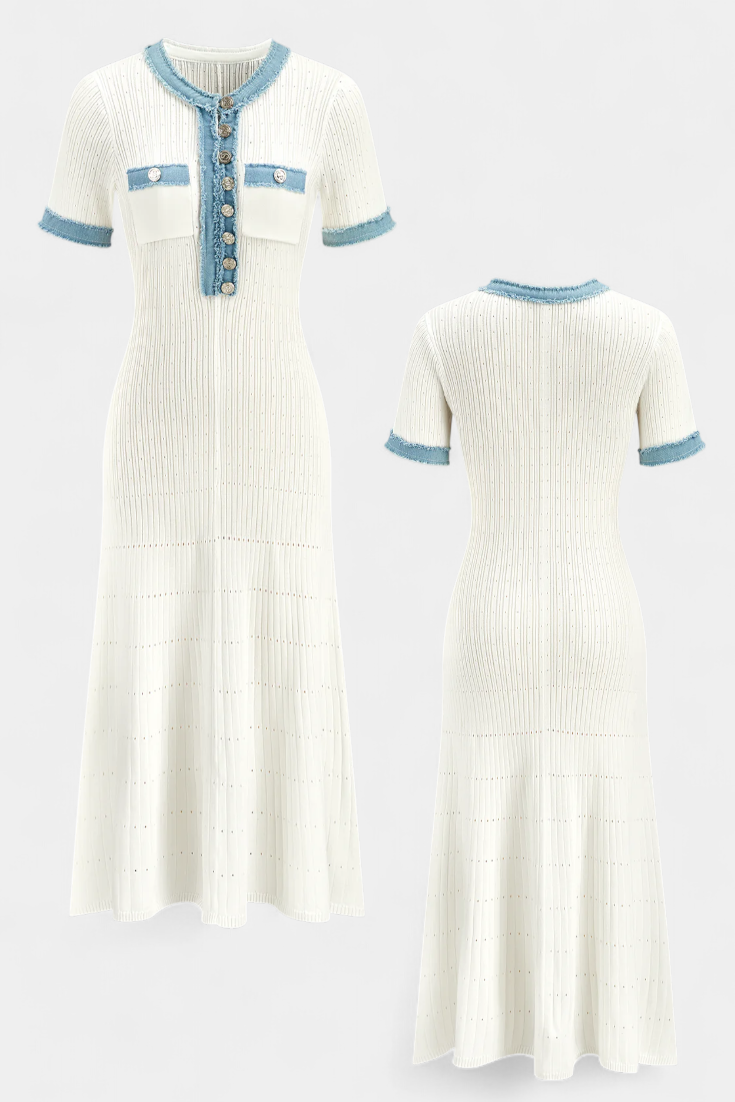 Alexia Vestido Midi de Punto con Ribete
