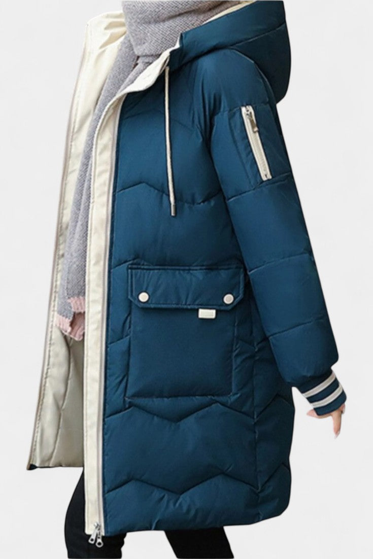 Belle Abrigo de Invierno con Cremallera y Capucha