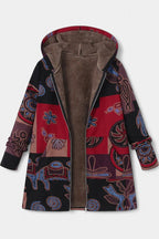 April Abrigo Floral de Invierno con Capucha