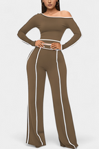 Krystelle Conjunto Off-Shoulder con Pantalón de Corte Recto