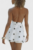 Eshra Conjunto de Top Halter y Shorts con Lunares