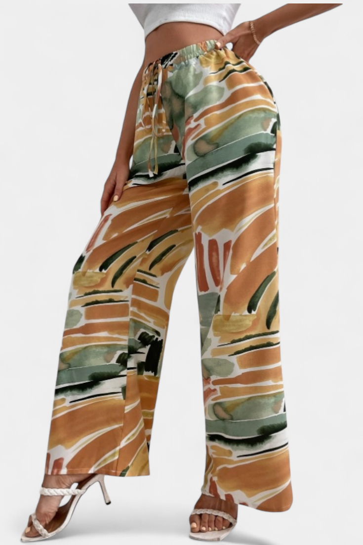 Senda Pantalón de Pierna Ancha con Estampado Abstracto