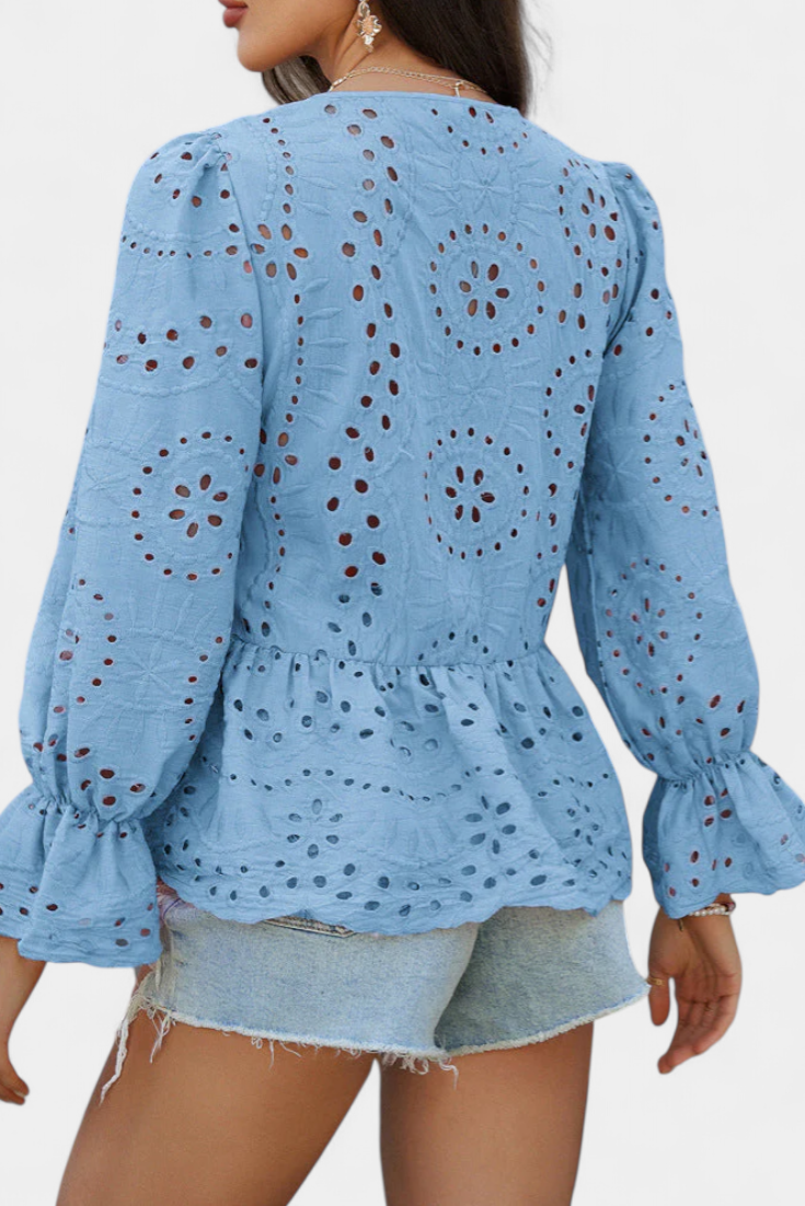 Kayden Blusa Bohemia de Encaje con Corte Fluido