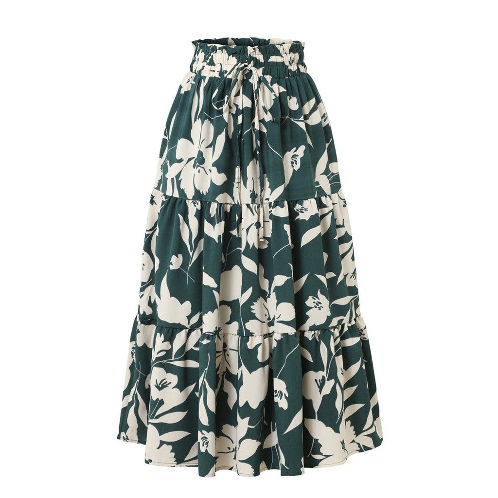 Falda midi con estampado floral y plisados - Camila