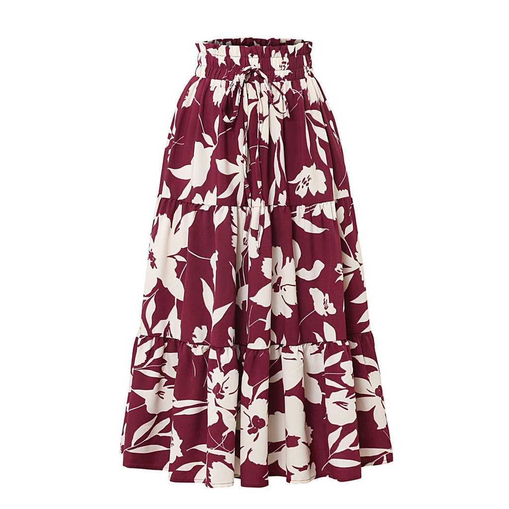 Falda midi con estampado floral y plisados - Camila