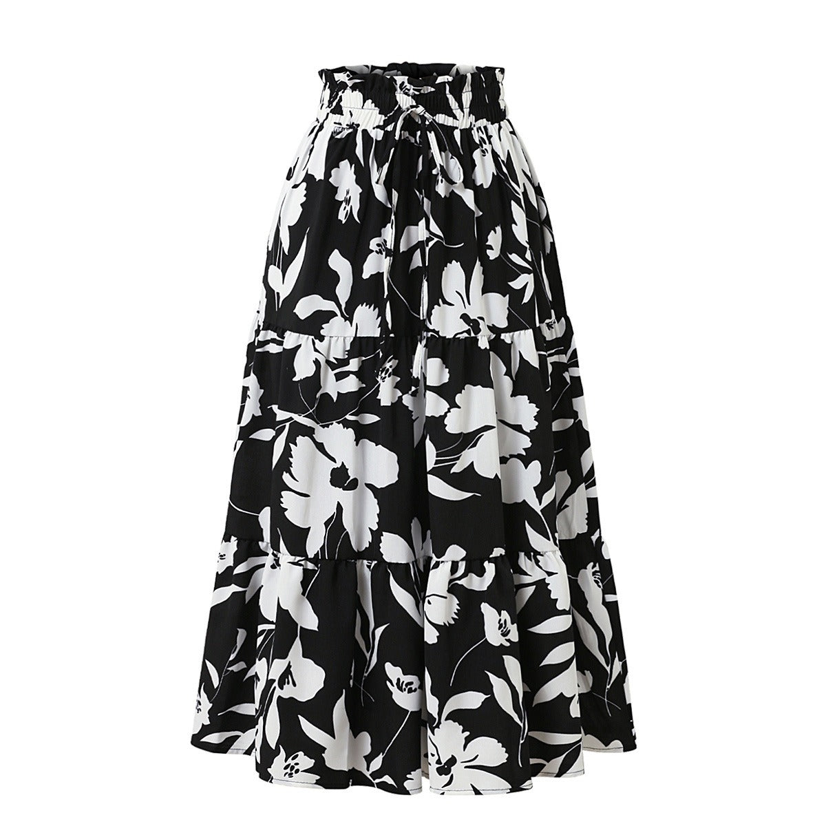 Falda midi con estampado floral y plisados - Camila