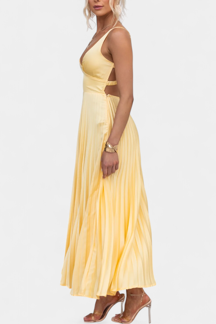 Arlena Vestido Plisado de Tiras con Espalda Cruzada