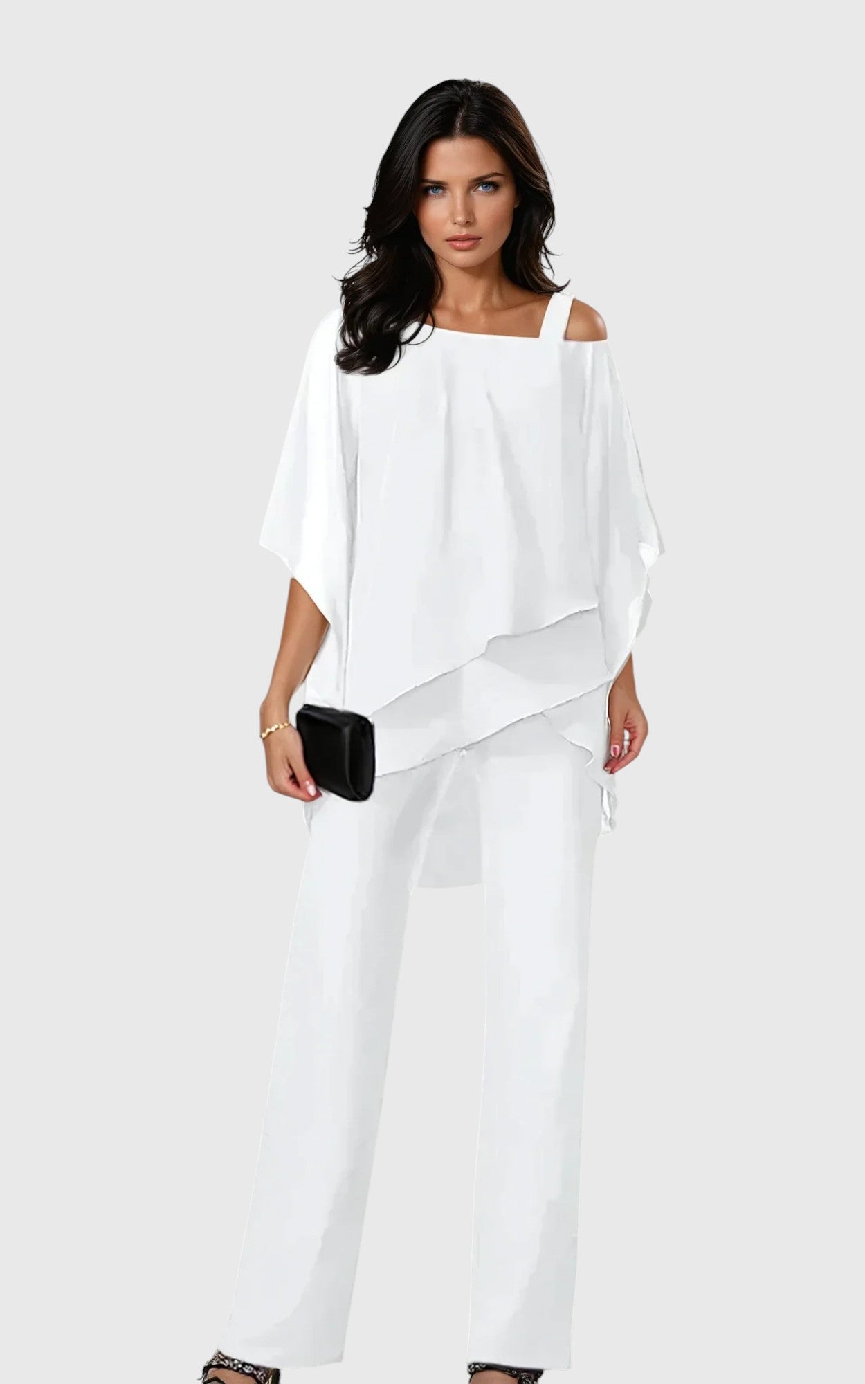 Sabrina Luxe – Conjunto de Dos Piezas con Capas Elegantes