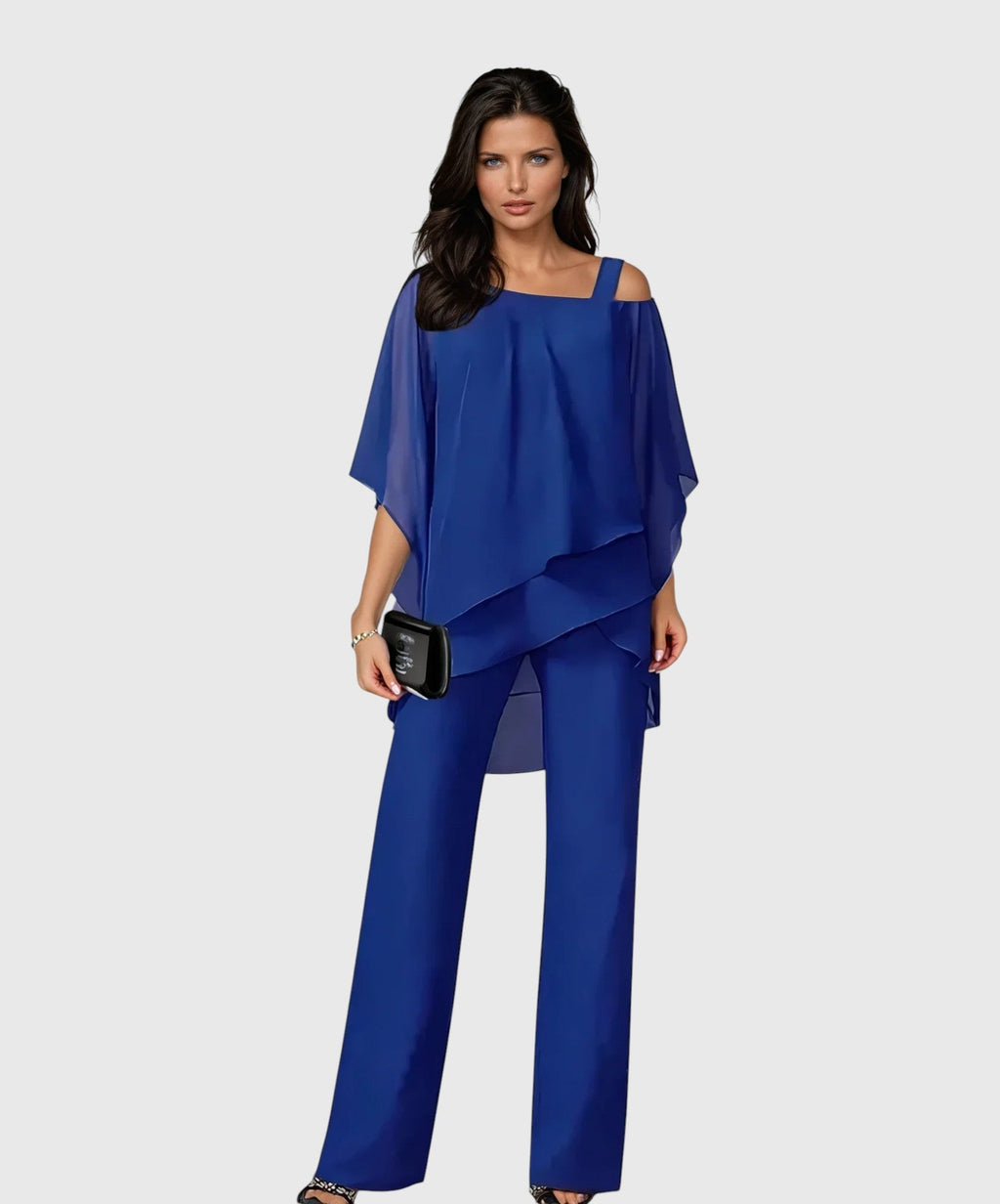 Sabrina Luxe – Conjunto de Dos Piezas con Capas Elegantes