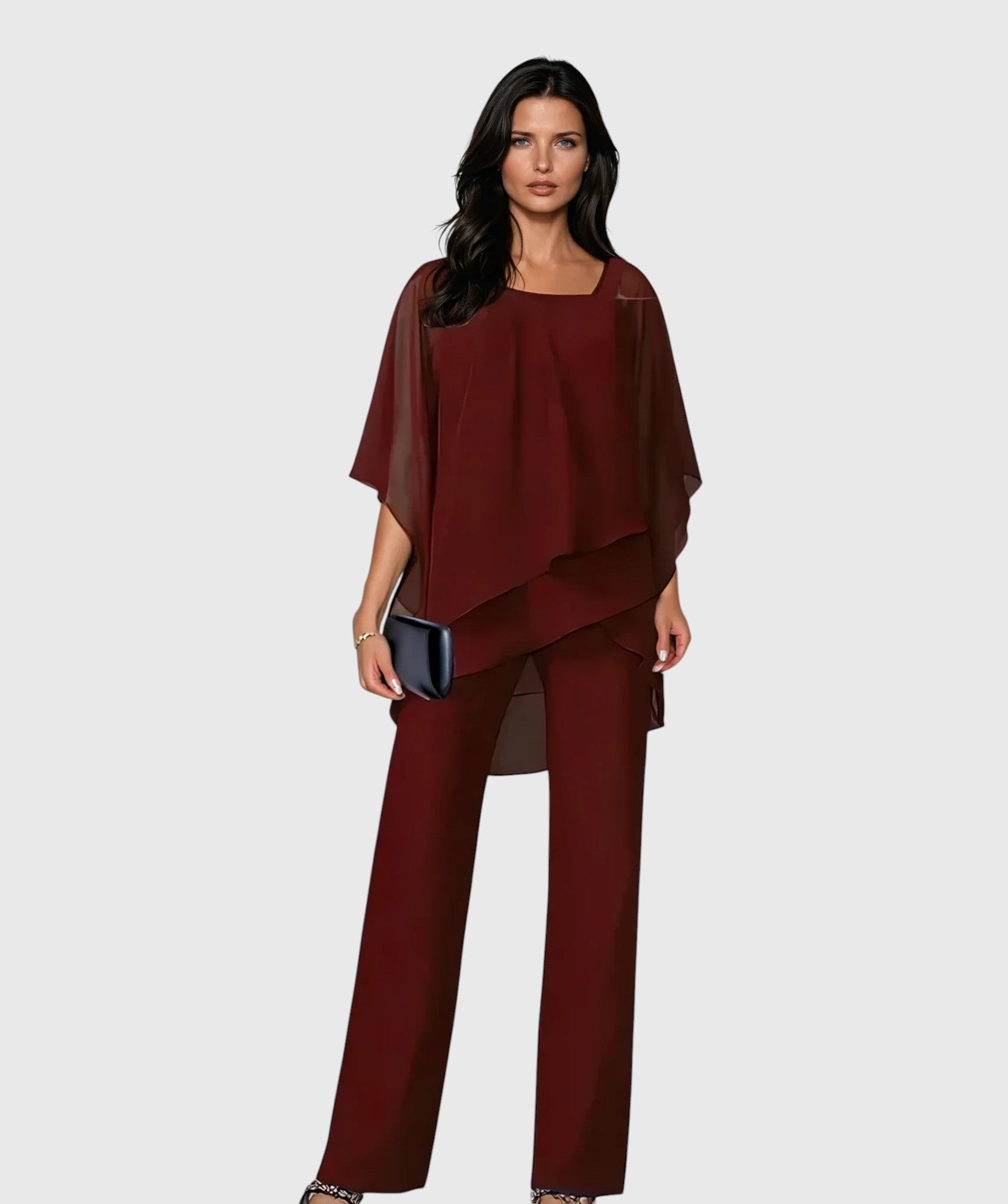 Sabrina Luxe – Conjunto de Dos Piezas con Capas Elegantes
