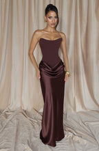 Vestido largo Maggie - Marrón Ciruela