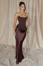 Vestido largo Maggie - Marrón Ciruela