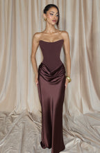 Vestido largo Maggie - Marrón Ciruela