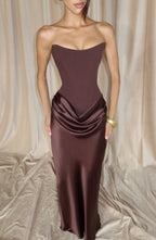 Vestido largo Maggie - Marrón Ciruela