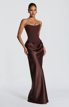 Vestido largo Maggie - Marrón Ciruela