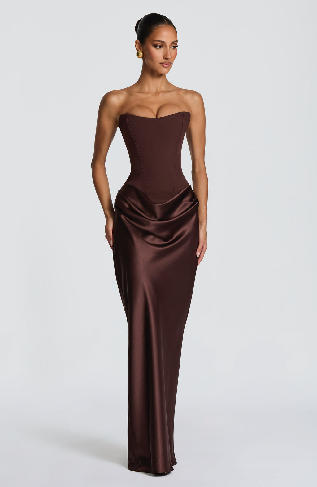 Vestido largo Maggie - Marrón Ciruela