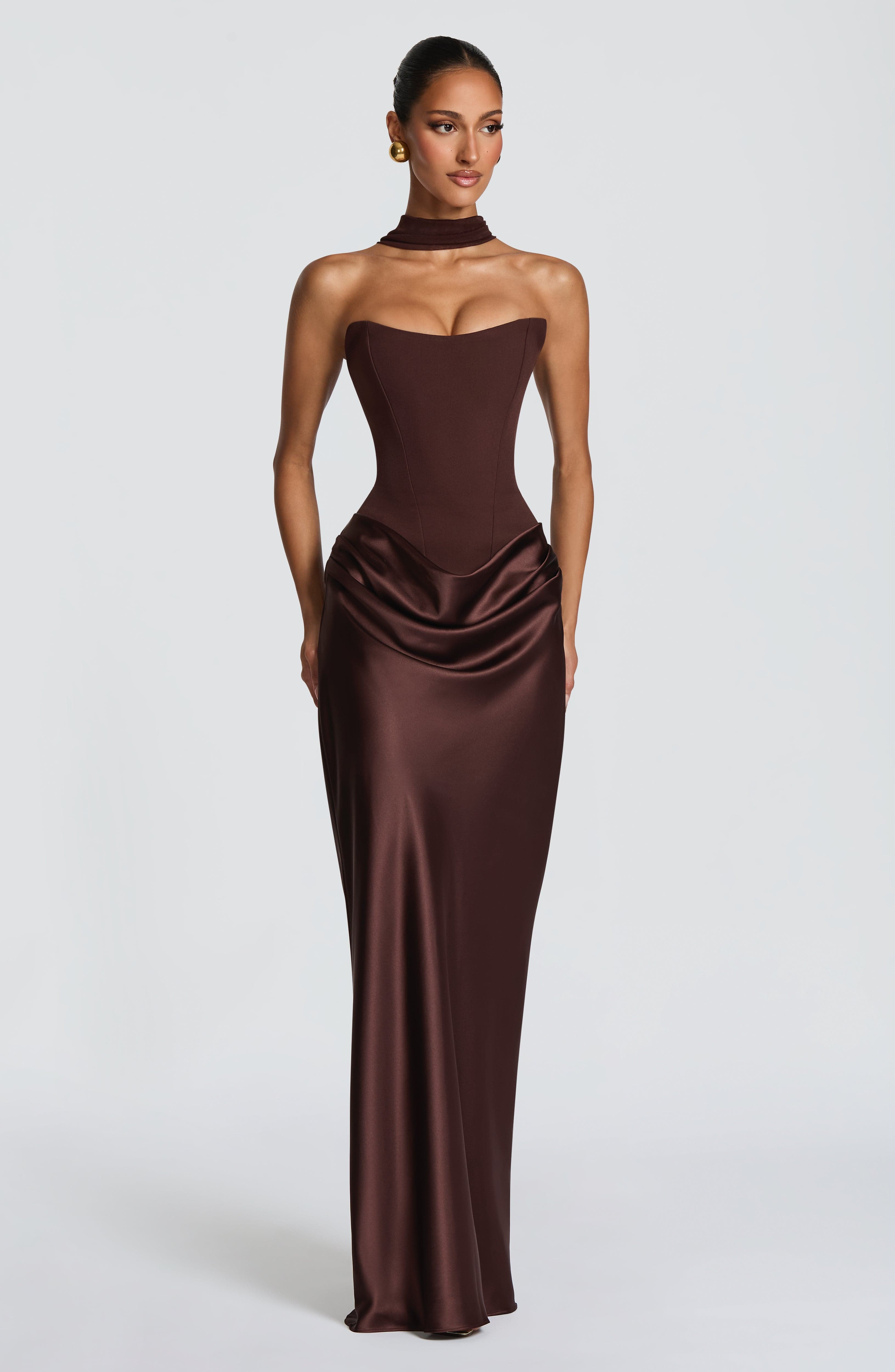 Vestido largo Maggie - Marrón Ciruela