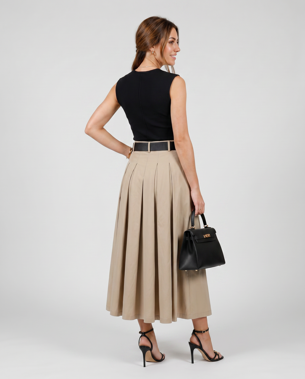 Alba | Vestido Midi plisado con cinturón