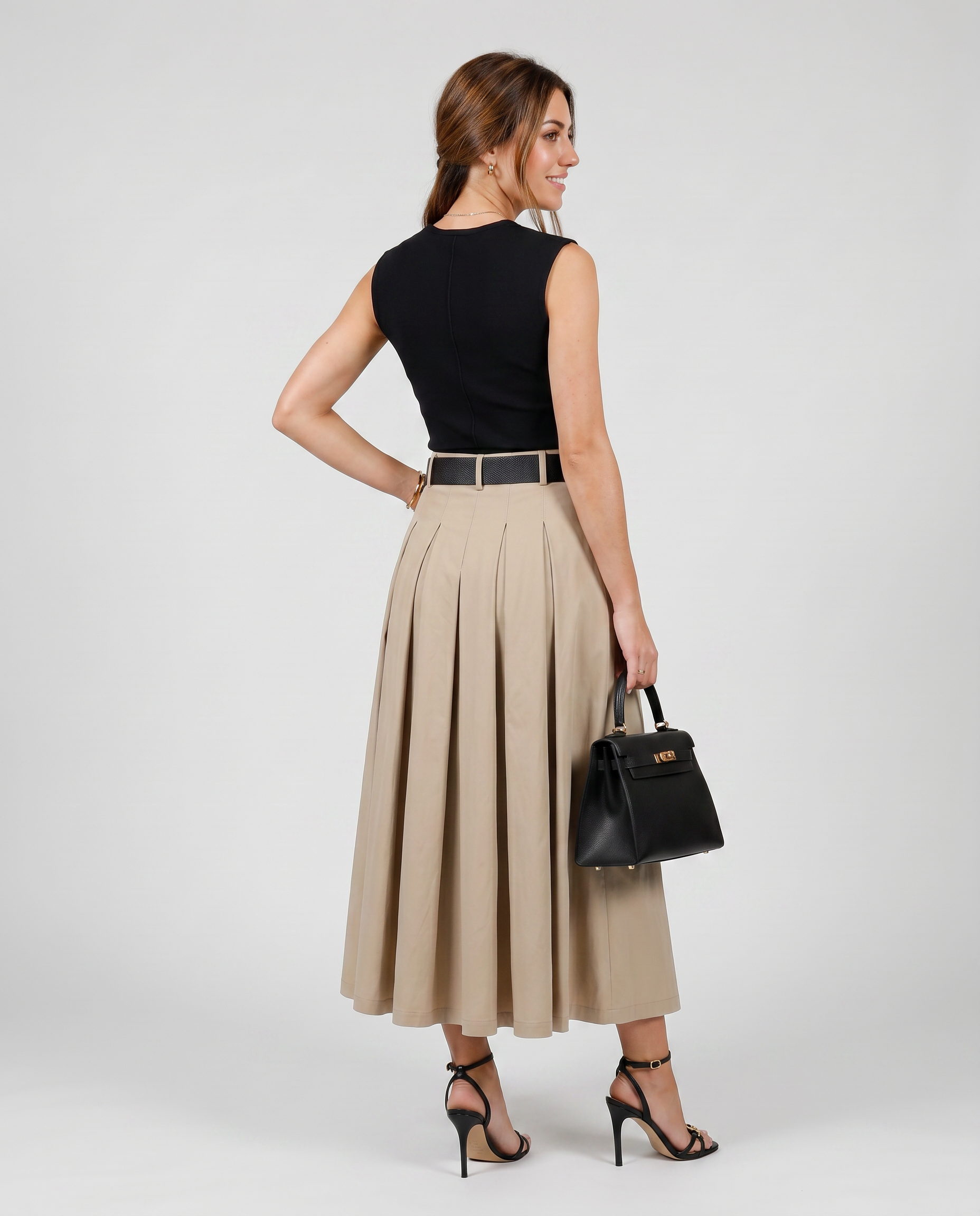 Alba | Vestido Midi plisado con cinturón