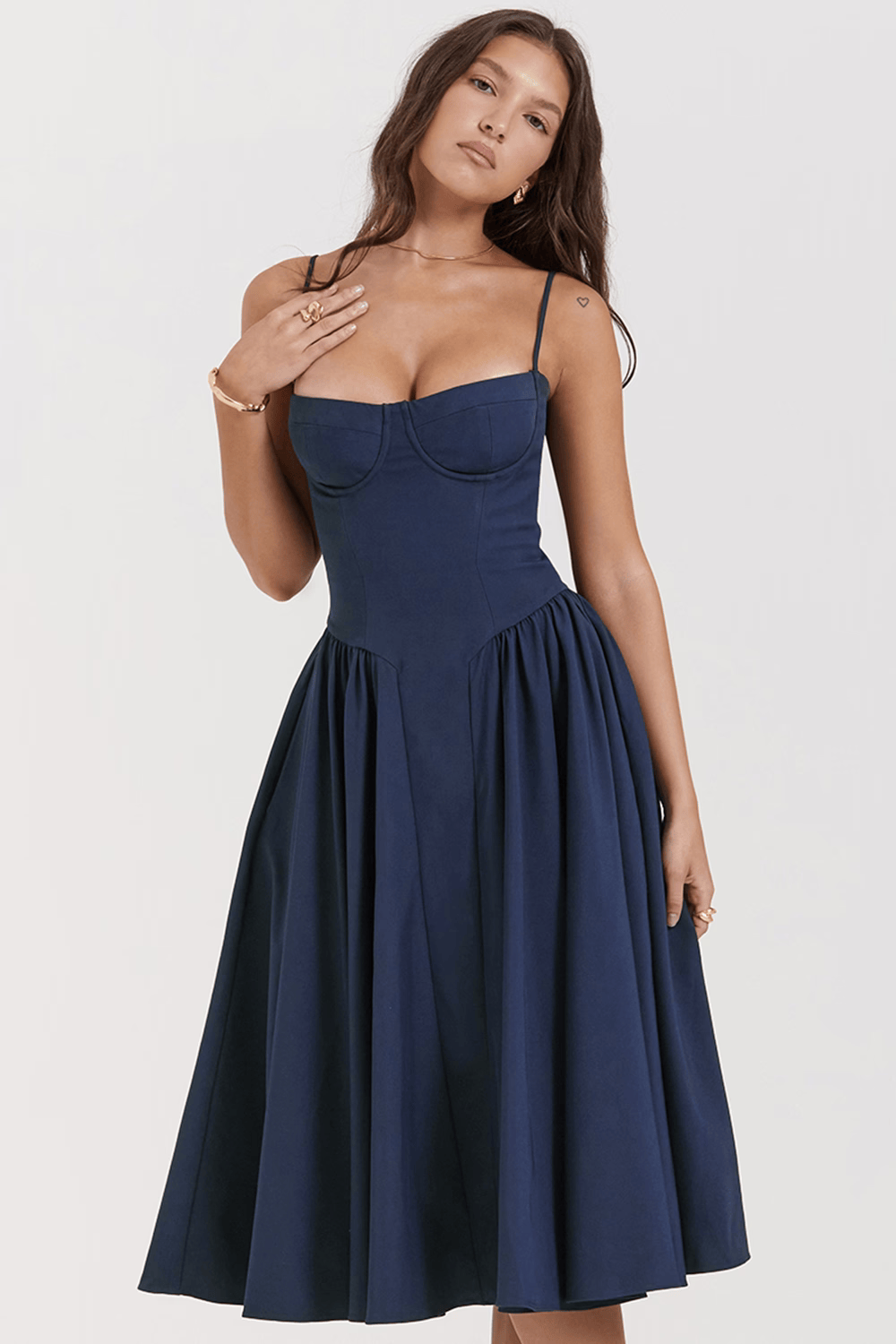 Felicity Vestido Midi Corsé Sin Mangas