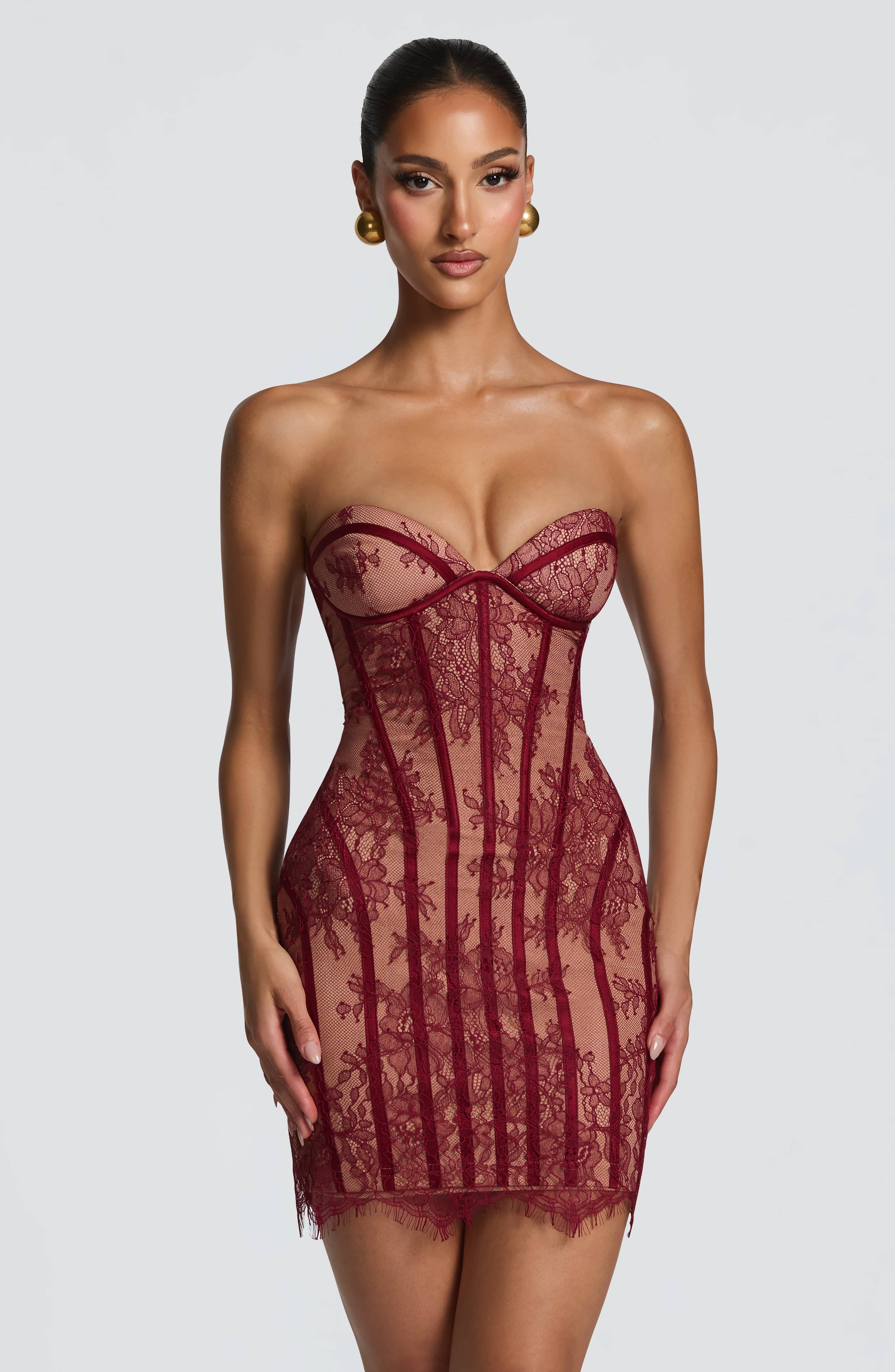 Vestido corto Sian - Borgoña