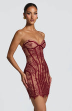 Vestido corto Sian - Borgoña