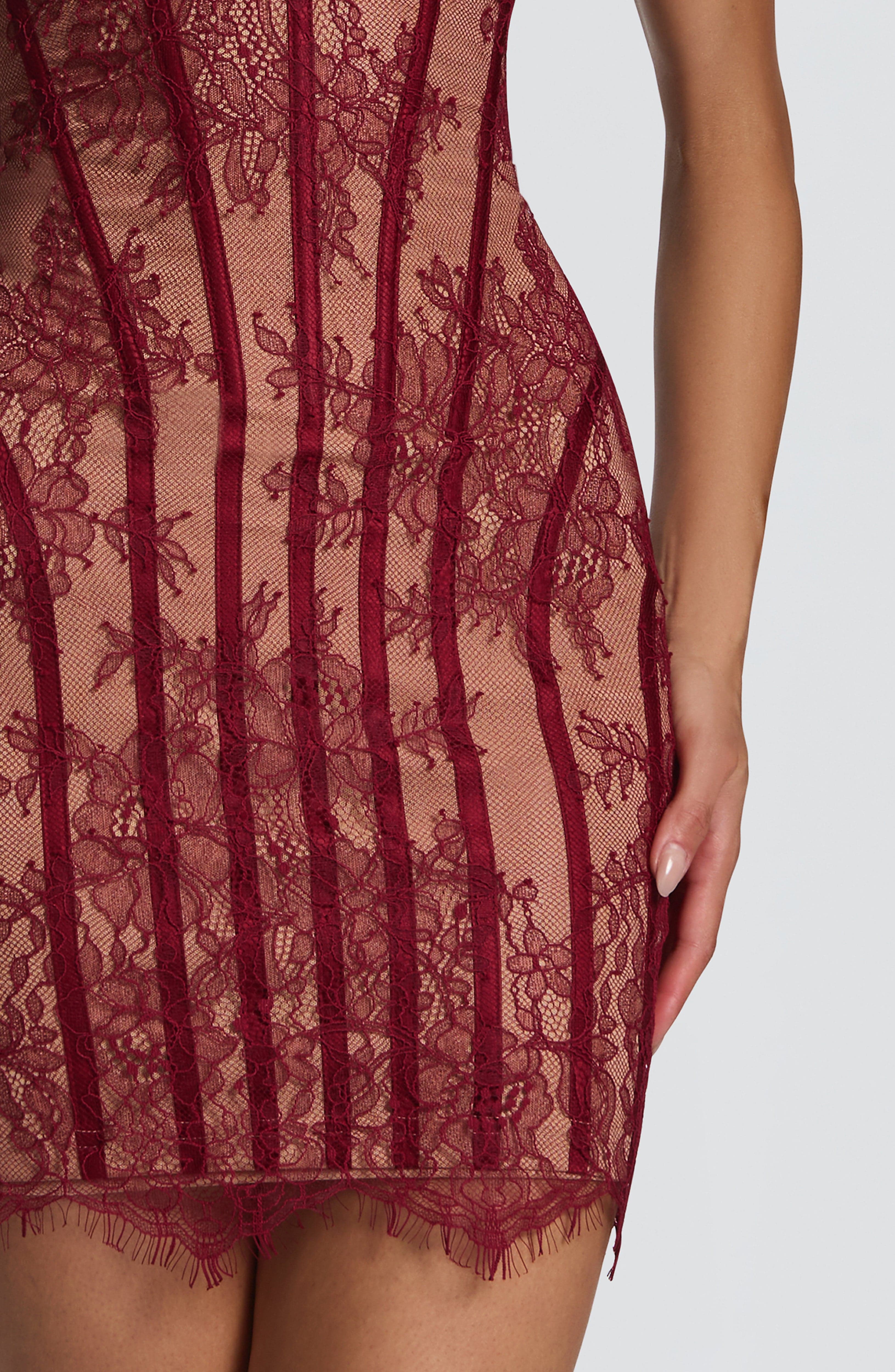 Vestido corto Sian - Borgoña