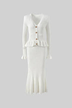 Prudence Conjunto de Vestido Midi de Punto Refinado y Top con Botones