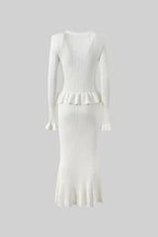 Prudence Conjunto de Vestido Midi de Punto Refinado y Top con Botones