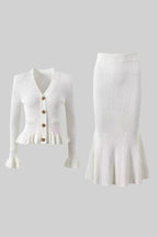 Prudence Conjunto de Vestido Midi de Punto Refinado y Top con Botones