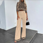 💃LETZTER TAG 50 % RABATT!!✨Elegantes Set aus bauchfreiem Top und Hose mit weitem Bein für Damen