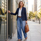 Damen-Vintage-Hochbund-Weitbeinjeans